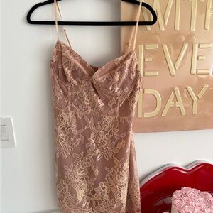 For Love And Lemons Blush Lace Bustier Mini Dress NWT size M